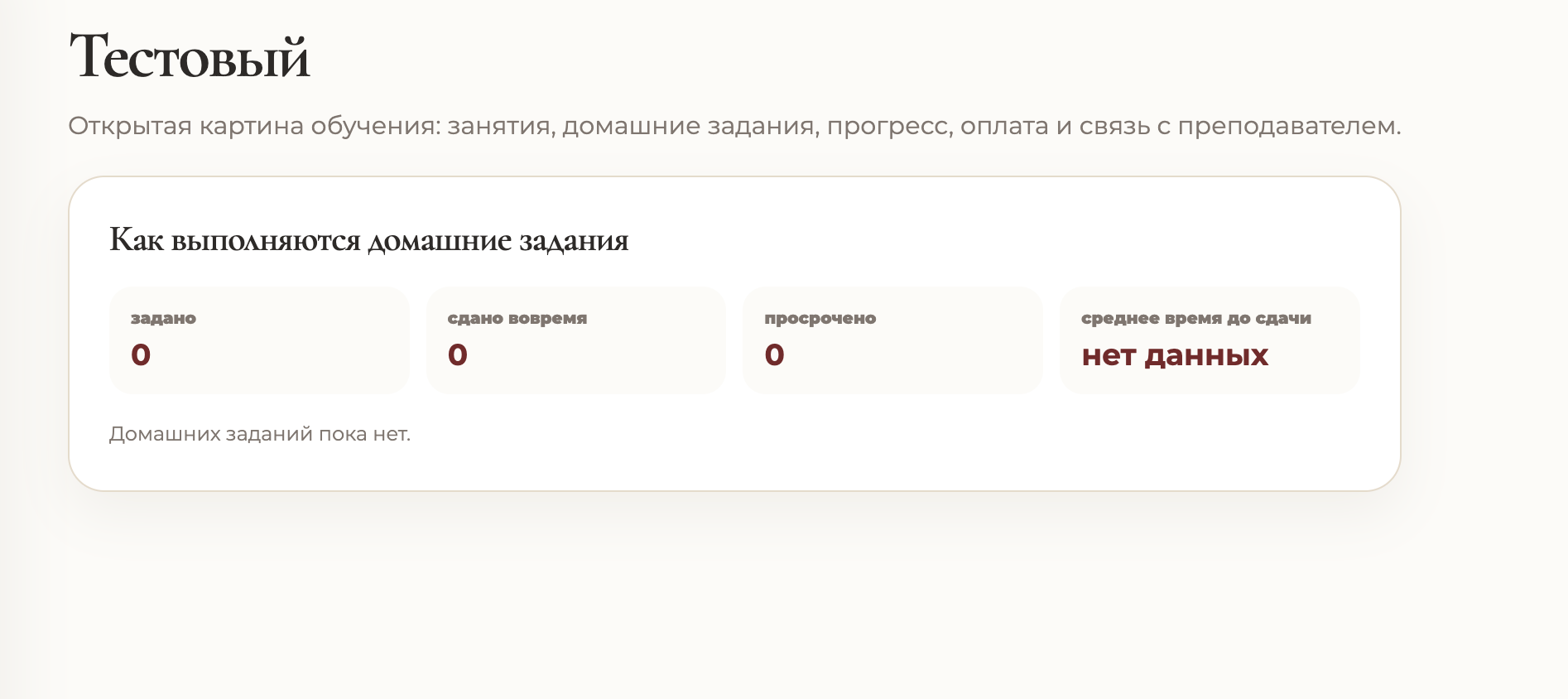 Статистика домашних заданий